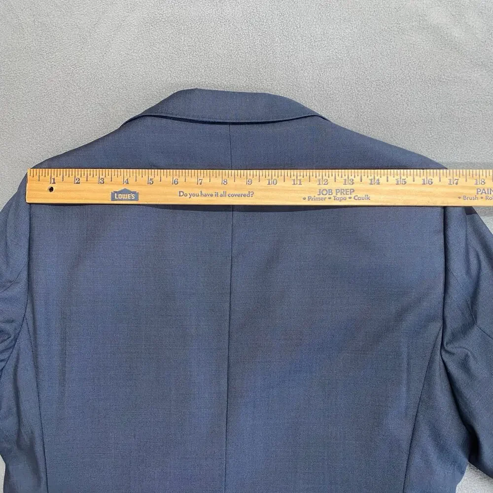 J Hilburn Wool 2 Button Blazer Mens 38 Slim‎ Fit Blue Viscose Preppy Old Money